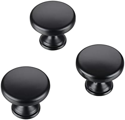 Aititan 10 pacote de gabinete preto fosco botões pretos para armários e gavetas - botões de gabinete T de um orifício único, botões