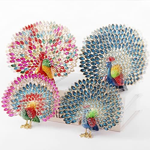 IngBear Caixas de bugigangas de figura de pavão coloridas, presente único para o Dia das Mães, caixa de jóias esmaltadas