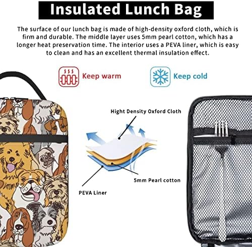 Lancheira para cães para garotas lancheiras portáteis à prova de vazamento para mulheres bolsa térmica Bolsa reutilizável para crianças almoço para escolar