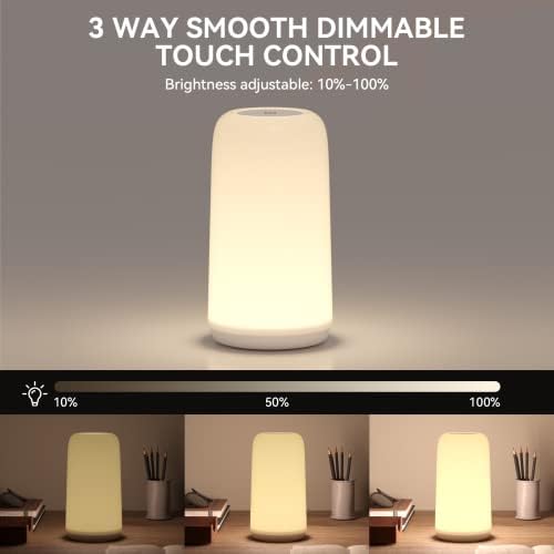 ROOTRO TOQUE ABRIMENTO DE TABELA DE CABE, [Design elegante e modo RGB] Lâmpada noturna de 3 vias para quarto, lâmpada LED com luzes
