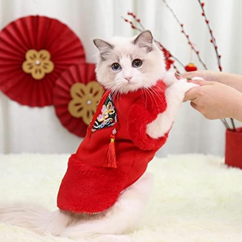 Jydqm Tang Tang Suit de ano novo chinês estilo tamel de duas pernas Blusa de cachorro para gatos de festa roupas