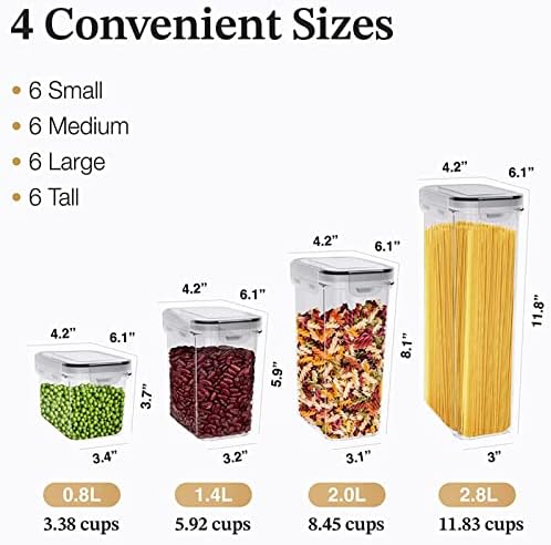 Alimentos de cozinha Ar recipientes de armazenamento de alimentos apertados 24 peças seladas com contêineres de cozinha de tampa de tampa