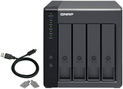 QNAP 2 Bay Das com capacidade de armazenamento de 4 TB, USB 3.2 Gen 2 Tipo-C, Raid 1 WD Red Patrle Red Plus Pacote de HDD