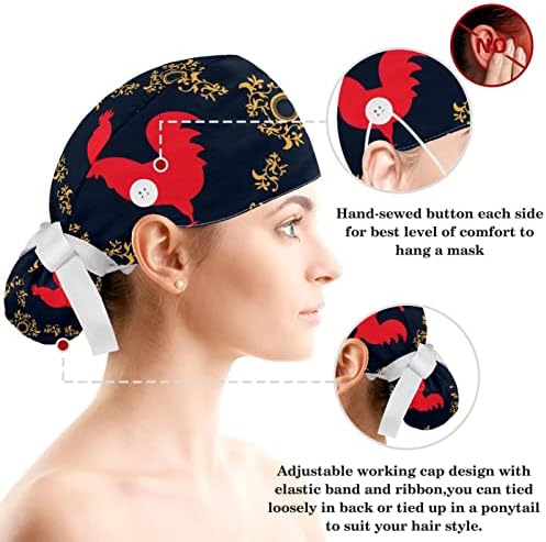 Capas de trabalho ajustáveis ​​de Muooum Medical com botões e cabelos projéticos e coral rastejante