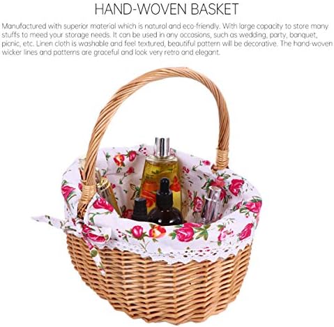 Cabilock Wicker Storage Besta de piquenique de cesta de cesta de alimentos serve cestas com alça para Kichen Food Outor Flor Basket
