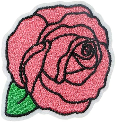 JPT - Flora de flores rosa rosa Appliques bordados Ferro/costurar em patches Citão de logotipo fofo Patch na camisa de colete Chape