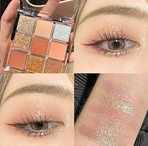 Pickx 9 Cores Glitter Sheshadow Paleta de maquiagem Matte High Pigmented Colorful Creamy Texture Shadow Powder Natural Impermeável