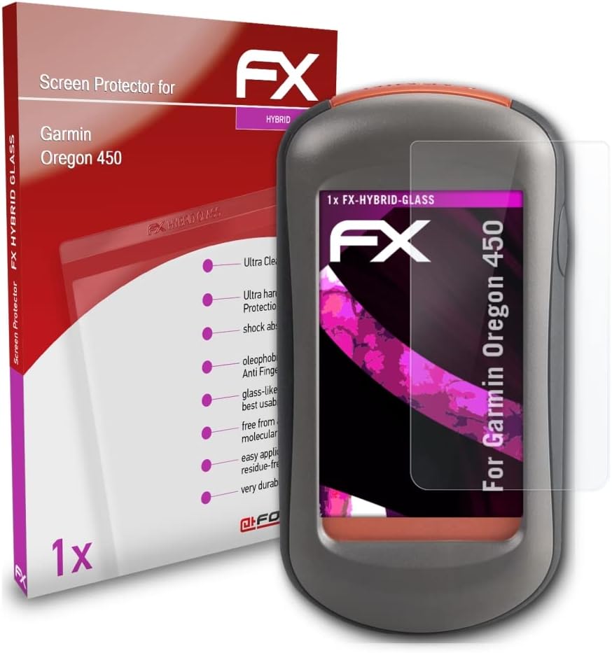 Atfolix Plastic Glass Protective Film compatível com Garmin Oregon 450 Glass Protector, 9H Protetor de tela de vidro de vidro