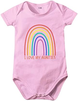 Recém -nascidos Roupas para bebês Infantas Roupas Rainbow Print I Love My Anties Baby Playsuit para 0 a Girls Summer Roupfits