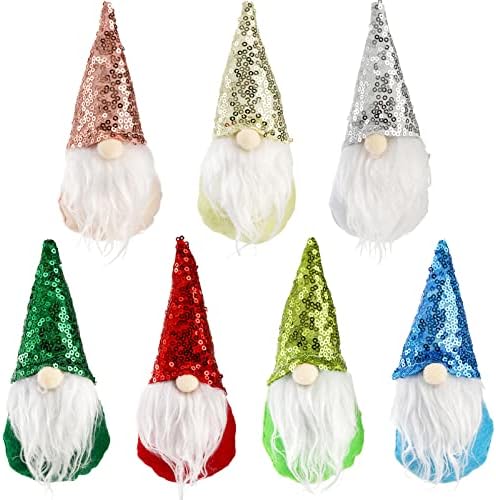Conjunto de Sourjoy de 7 Gnomos de Árvore de Natal Ornamentos, Gnomos de pelúcia de luxuos