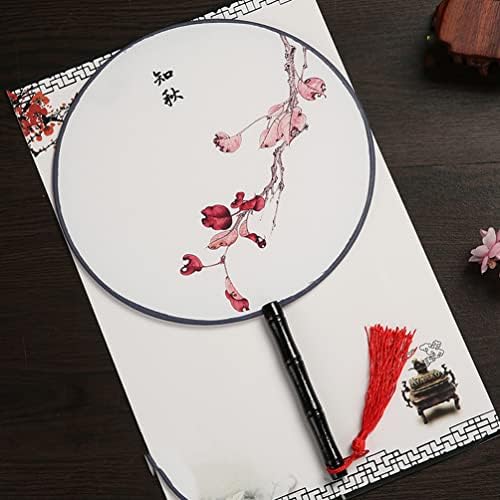 Juzhijia redonda fã de mão chinesa impressão vintage fã de seda de festa de dança de dança de casamento 10
