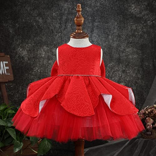 Vestido de noiva de meninas de tule tentide vestido de festa de aniversário de concurso com grande bowknot para infantil 0-24 meses