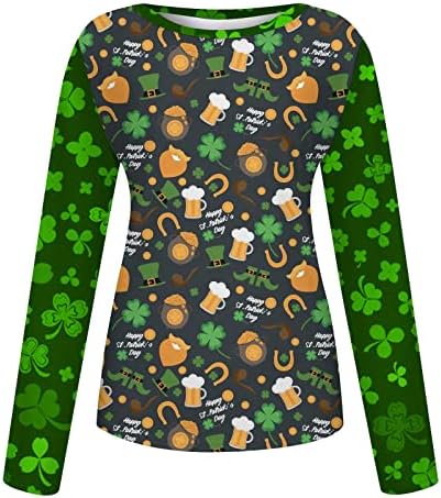 Nokmopo Womens Fall Fashion 2022 Tops de camisa de manga comprida Crewneck Pullover casual solto de St. Patrick's Print Hoodie