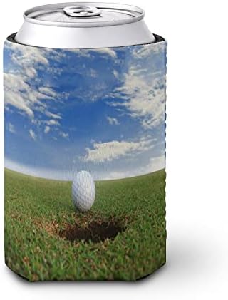 Bola de golfe prestes a cair na xícara de mangas de xícara reutilizáveis ​​por suporte de xícara de café gelado com padrão fofo