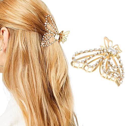 Brinie Hair Garra Glamps Butterfly Hair Garra Clips Butterfly Casa Barretes de metal dourado Clipes de cabelos estilizando acessórios