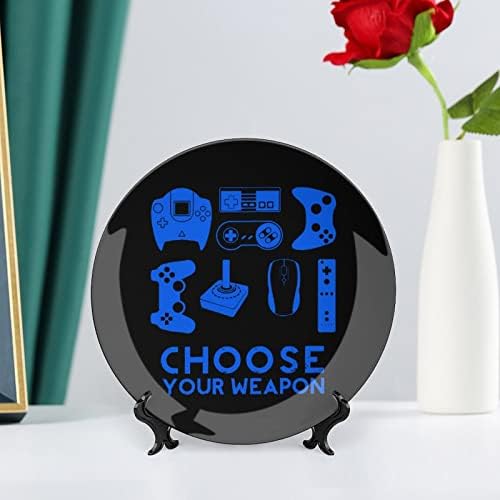 Escolha o seu jogador de armas estampado China China Decorativa Placas redondas Craft With Display Stand for Home Office Wall Dinner