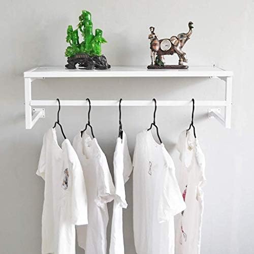 Roupas de estilo simples zsh prateleira flutuante com haste de suspensão, rack de exibição de roupas montadas na parede,