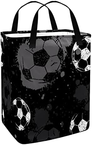 Futebol esportivo cinza preto preto colorido estampado dobrável cesto de roupa, cestas de lavanderia à prova d'água 60l