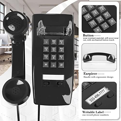 Telefone de parede retrô, telefones de parede vintage Sentno para telefone fixo com toque mecânico alto, telefone de parede