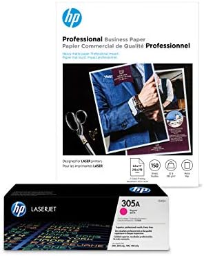 HP 305A Magenta Toner + HP Brochure Paper, laser, 8,5 x 11, 150 folhas, fosco