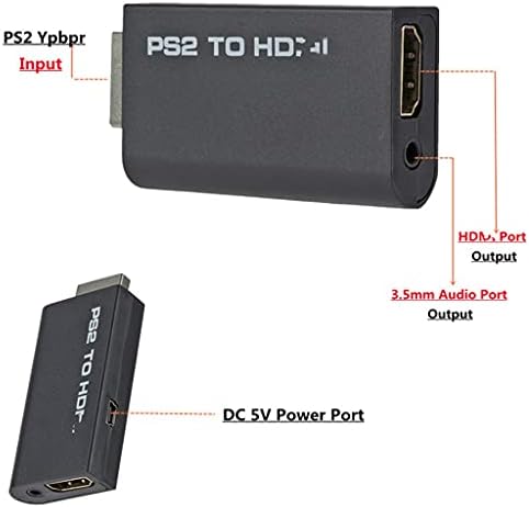 Pnnerr portátil ps2 a 480i/480p/576i conversor de vídeo de áudio com suporte de saída de 3,5 mm Todos os modos de exibição