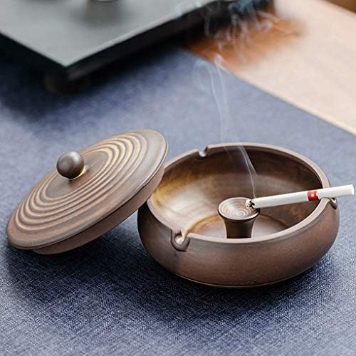 Zuqiee Ashtray Personalidade criativa chinesa cinzeira grande cinzeira com capa à prova de vento da sala de estar de cerâmica cinza -cinzas de cinzas