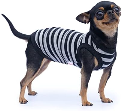 Camisa de cachorro Frienperro, roupas de cachorro para cães pequenos menino menino, 2 mochilas respiráveis ​​de algodão listrado Roupas