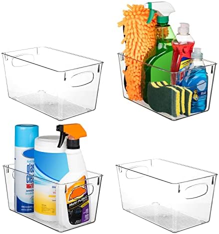 Clearspace Plastic Storage Bins - Organização de cozinha perfeita ou armazenamento de despensa - organizador de geladeira, organização de despensa e caixas de armazenamento, organizadores de gabinetes