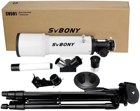 SVBONY SV501 Telescópio de 70 mm FMC para adultos iniciantes telescópios portáteis com tripé ajustável e localizador