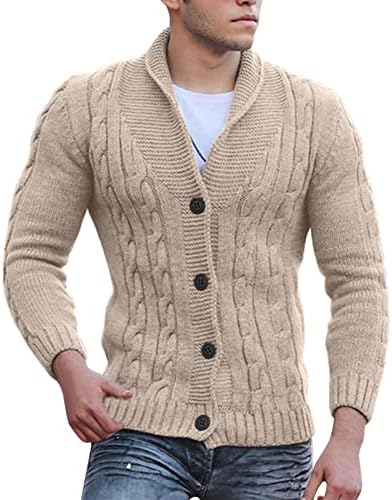 Sweater Wocachi Cardigan Casat for Mens Winter Winter Basted Collar Collar Fit Fit Fit Knit Cardigans Casuais Jaquetas
