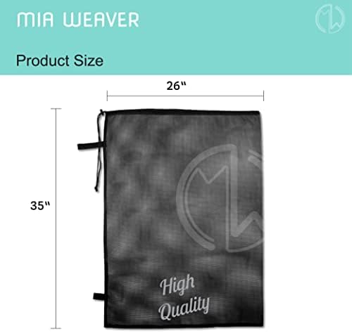 Mia Weaver Saco de lavanderia de malha grande e pesada com fechamento de cordão de travamento - 26 x 35 polegadas - Lavanderia