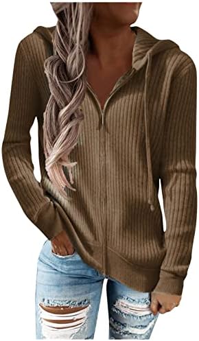 Sweater Fragarn Plus Size outono, manga longa Cardigans frontal abertos para mulheres malha casual zíper up com capuz para fora do casaco de moletom
