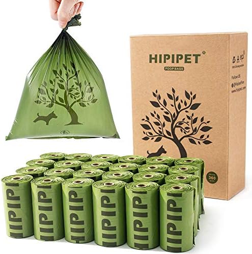 Saco de cocô de cachorro HipiPet 360, sacos de cocô parcialmente biodegradáveis ​​para a Terra, 15% mais espessos e mais resistentes