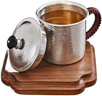 Jkyyds esterlina prateada martelo espelho xícara de água xícara de água prata xícara de chá cilindro de chá