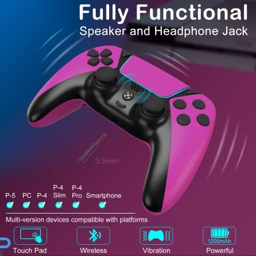 O controlador sem fio Yu33 Ymir SCUF funciona com o controlador PS4 modificado, o controle remoto de controle de elite encaixa o controlador PlayStation 4, joystick/controla de pa4 com mapeamento/turbo/1200 mAh, rosa vermelho/rosa