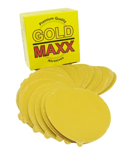 Gold Maxx Premium 6 Gold PSA Landing Discos - 40 Grit - Lixa de traseira pegajosa autônoma para a Sander, acabamento abrasivo de