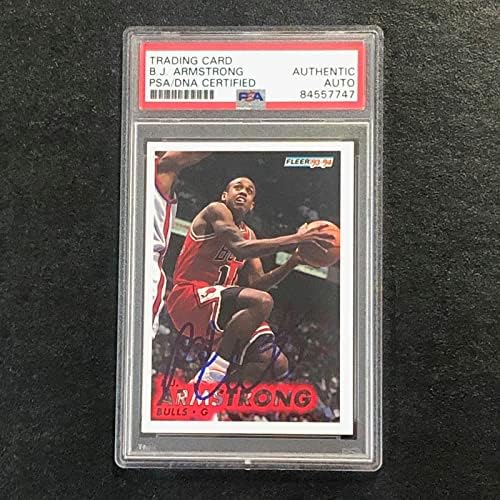 1993-94 Fleer Basketball 25 B.J. Armstrong assinado cartão Auto PSA Slabbed Bulls - Basketball Slabbed Cartões de novato