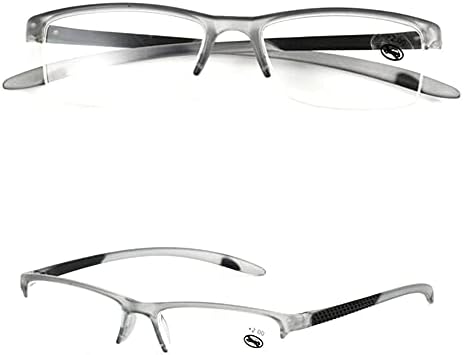 Óculos de leitura retrô Óculos meio aro +3,25 Estrutura de plástico cinza de força