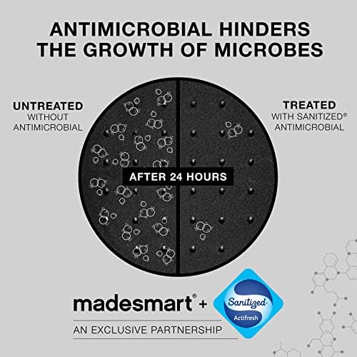 Madesmart Antimicrobiano Clear Grip Grande bandeja de gadgets gaveta não deslizante multiuso, 4 compartimentos, organização