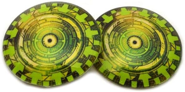 Green Cogs Cyberpunk Glass Eyes 6mm a 60mm Technology Jóias fantásticas Fazendo peças de bonecas Art Doll Taxidermy Sculpture Flatback Cabochons abobadado