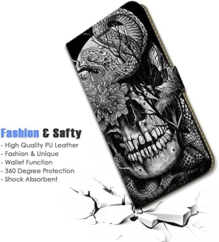 Para Samsung S10E, para Samsung Galaxy S10E, capa de capa de carteira de flip -flip, A24327 Skull Gothic Snake 24327
