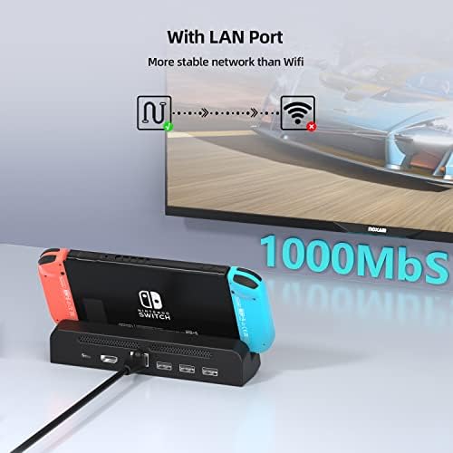 Docagem de troca para Nintendo Switch/Switch OLED Dock portátil com porta de 1000 MBs LAN 4K HDMI TV USB 2.0 e porta de carregamento