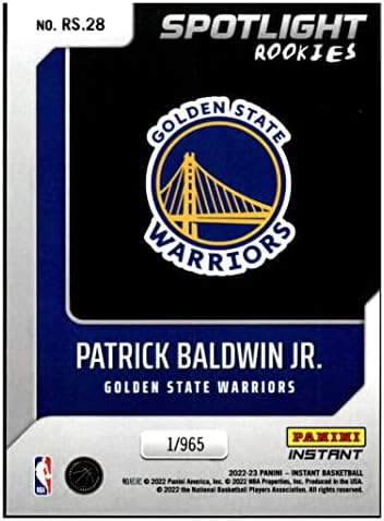 Patrick Baldwin JR RC 2022-23 Panini Instant Spotlight Rookies /96528 Warriors NM+ -MT+ NBA Basketball