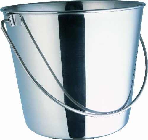 Indipetos Bucket de aço inoxidável para animais de estimação - balde de traseiro plano sem ganchos - Comida e balde de água