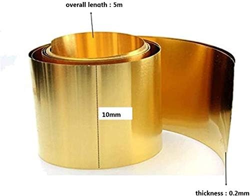 Nianxinn H62 Placa de metal fino em folha de cobre de latão para trabalho de metal, espessura: 0,2 mm de comprimento: 5m, largura: 10 mm de folha de cobre pura