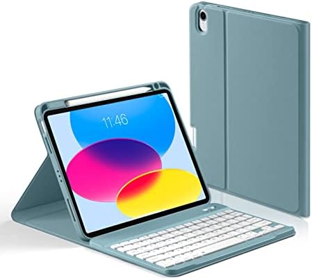 Caixa de teclado de Leijue com porta -lápis para iPad 10th Generation 2022, capa de couro PU com teclado destacável magnético ajuste para iPad 10 Gen 10,9 polegadas