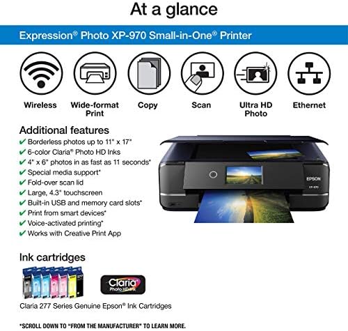 Epson Expression Photo XP-970 Impressora de fotos sem fio com scanner e copiadora