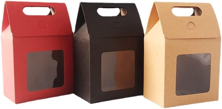 12/24/48pcs Kraft Papel Sacos de presente portáteis Candas de casamento sacos de embalagem com caixas de vedação de janela