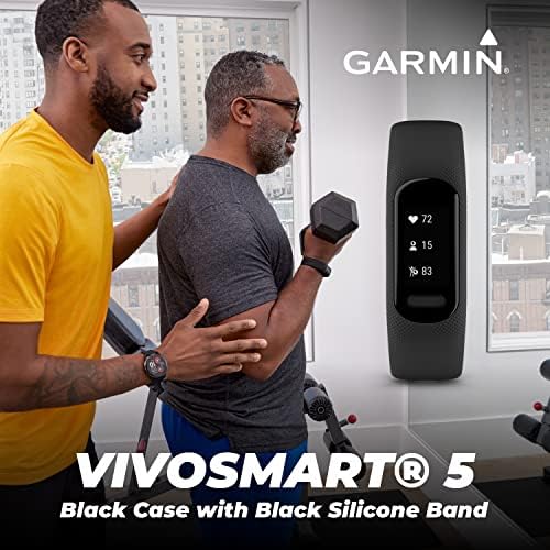 Garmin VivoSmart 5 Fitness e rastreador de saúde Smart, estojo preto com pacote de energia eletrônica Wearable4U