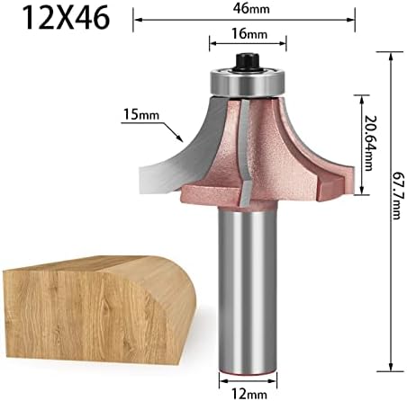 Cortador de moagem de superfície 1/2 polegada e 12 mm de haste de haste industrial canto redondo canto de madeira cortadora de cortador cortador cortador de cortador de madeira de 4 dente